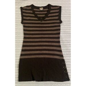 DOTS Striped Black and Brown Sweater Dress